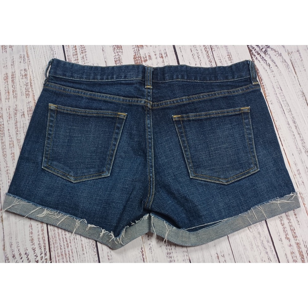 J.Crew Hipslung Denim Shorts Womens 4 Blue Excellent Raw Hem Low Rise Cotton